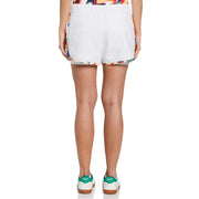 3" Printed Trim Stretch Tennis Shorts (Bright White) 