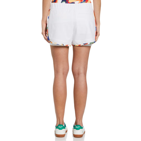 3" Printed Trim Stretch Tennis Shorts (Bright White) 