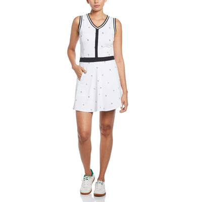 Allover Pete V-Neck Dress (Bright White) 