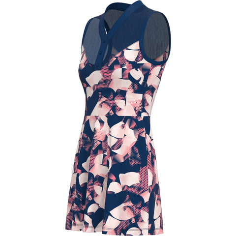 Floral Print Tennis Dress with Mesh Yoke (Blueberry Pancake) 