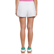 Mesh Hem Contrast Stripe Tennis Shorts (Bright White) 