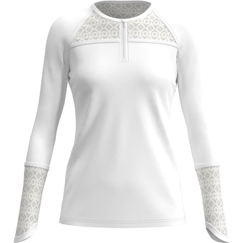 Raglan Tennis Shirt with Lace Inserts (Bright White) 