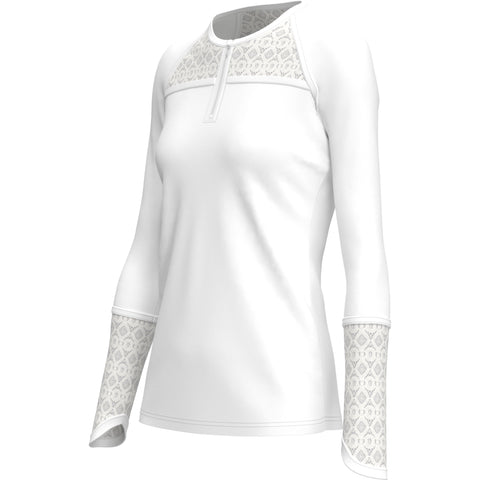 Raglan Tennis Shirt with Lace Inserts (Bright White) 