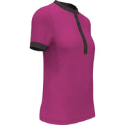 Stripe Rib Collar Tennis Shirt (Fuchsia Red) 