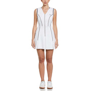 V-Neck Short Sleeves Tennis Dress (Bright White) 