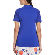 Zip Front Asymmetrical Mesh Polo Golf Shirt (Bluing) 